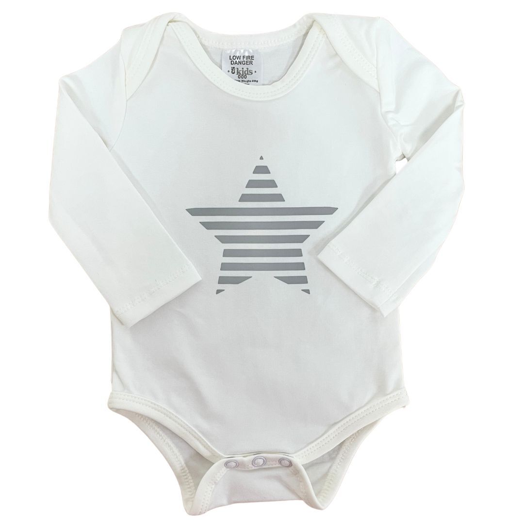 Bodysuit LS Grey Star - 95% Cotton 5% Spandex