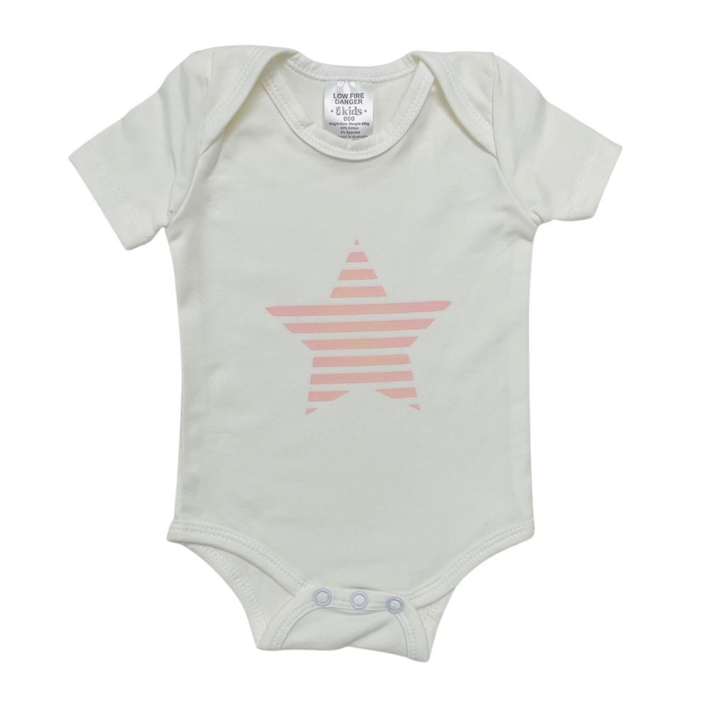 Bodysuit SS Pink Star - 95% Cotton 5% Spandex