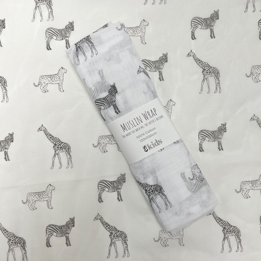 Muslin Wrap - Safari Grey - 100x120cm