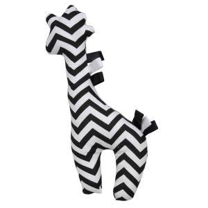 Flat Giraffe Squeaker - Black ZigZag - 20cm