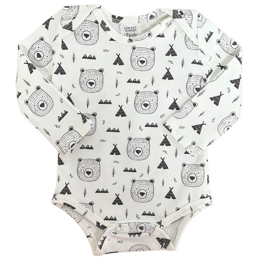 Bodysuit LS Bear Allover 000 - 95% Cotton 5% Spandex