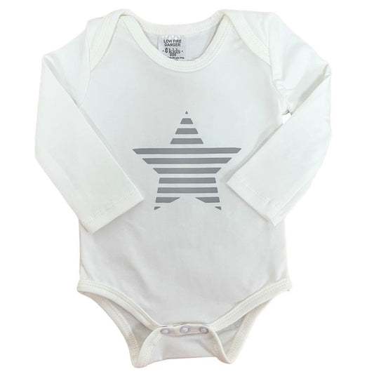 Bodysuit LS Grey Star - 95% Cotton 5% Spandex