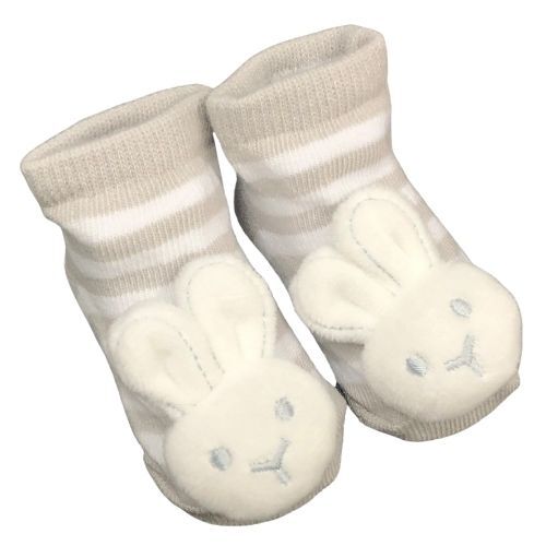 *Boxed 15 Pack Bunny Socks with Rattles - pink, blue, grey