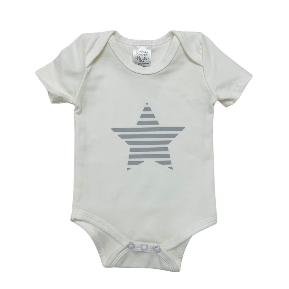 Bodysuit SS Grey Star - 95% Cotton 5% Spandex