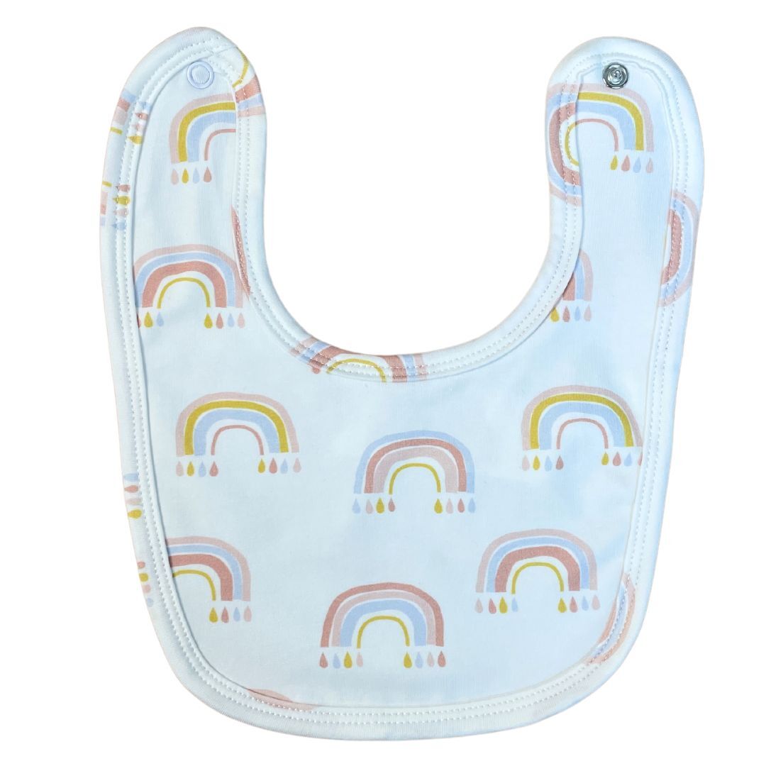 Bib - White with Rainbow Allover - 95% Cotton 5% Spandex