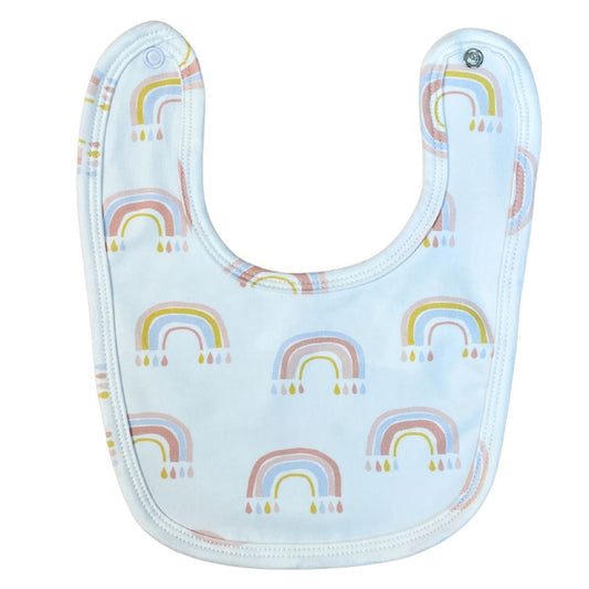 Bib - White with Rainbow Allover - 95% Cotton 5% Spandex