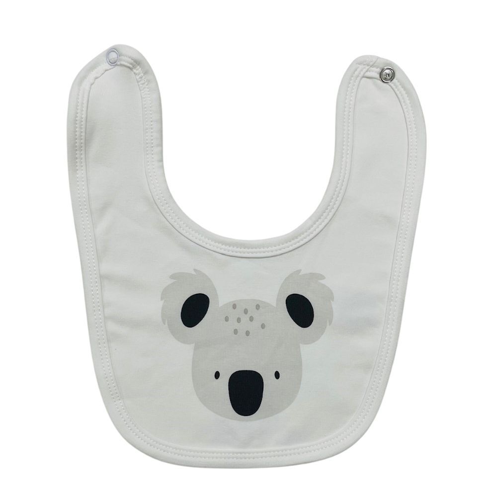 Bib - White with Koala - 95% Cotton 5% Spandex