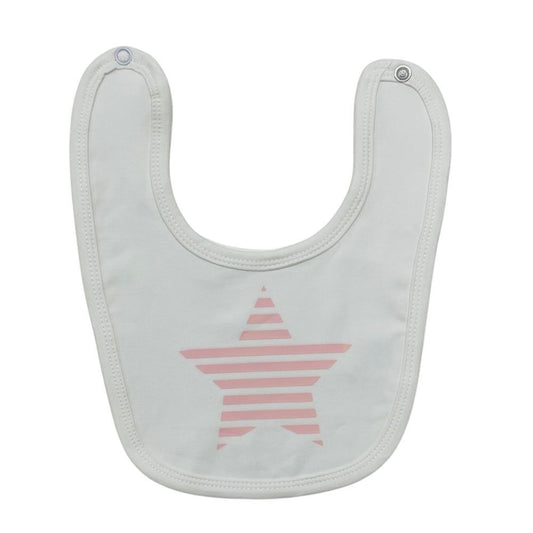Bib - White with Pink Star - 95% Cotton, 5% Spandex