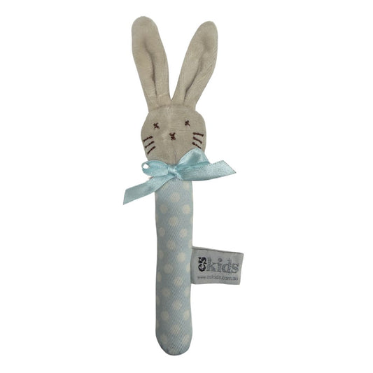 Baby Bunny Rattle Mini - Beige/Blue - 18cm