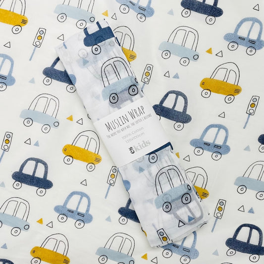 Muslin Wrap - Car Print - 100x120cm