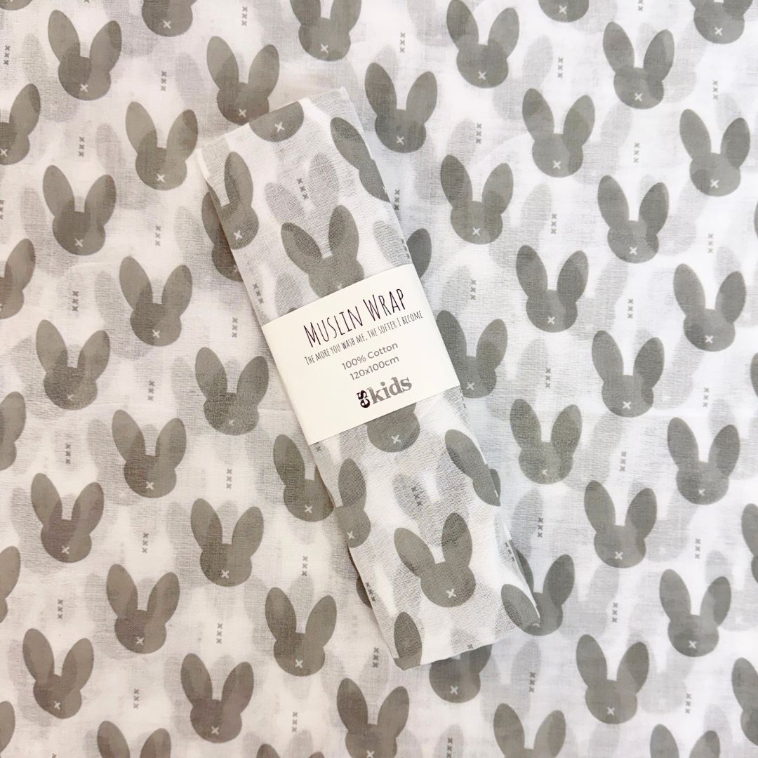 Muslin Wrap - Bunny Grey 100x120cm