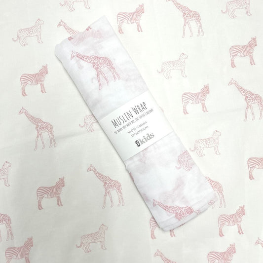 Muslin Wrap - Safari Pink - 100x120cm