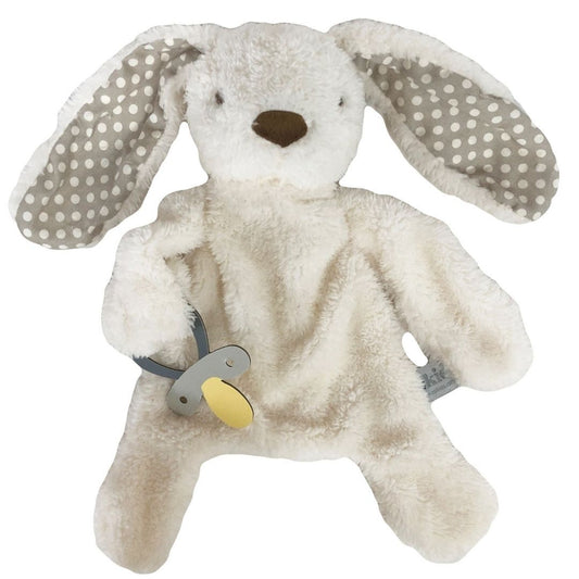 Bunny Comforter with Dummy Holder - Cream/Grey - 30cm