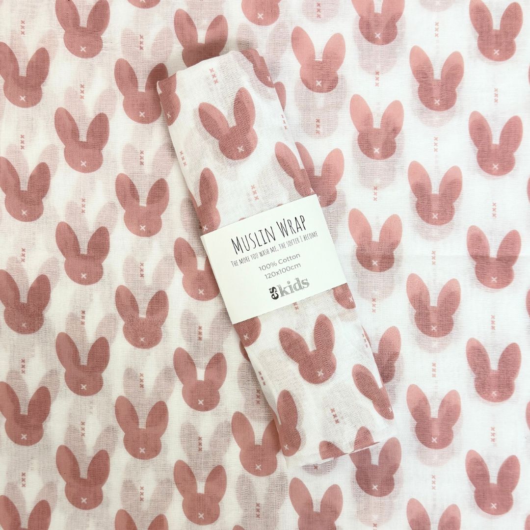 Muslin Wrap - Bunny Pink 100x120cm