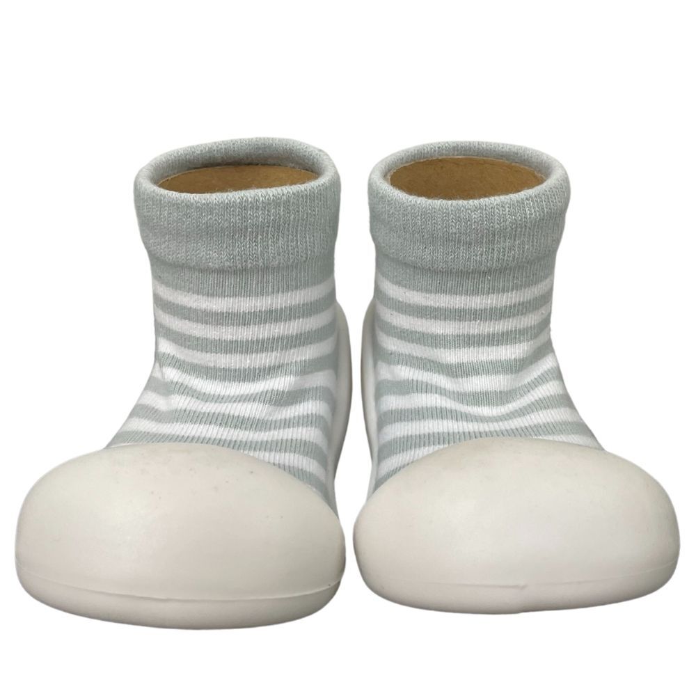 Rubber Soled Socks - Stripe Grey
