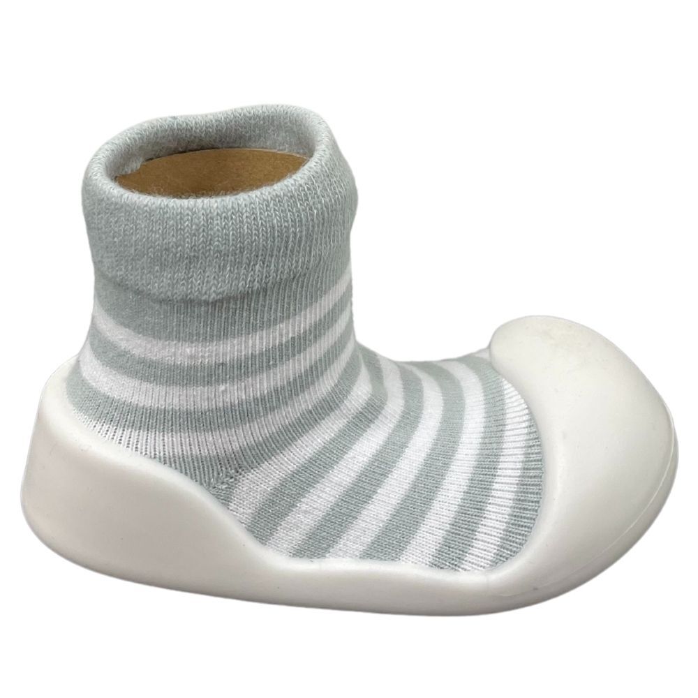 Rubber Soled Socks - Stripe Grey