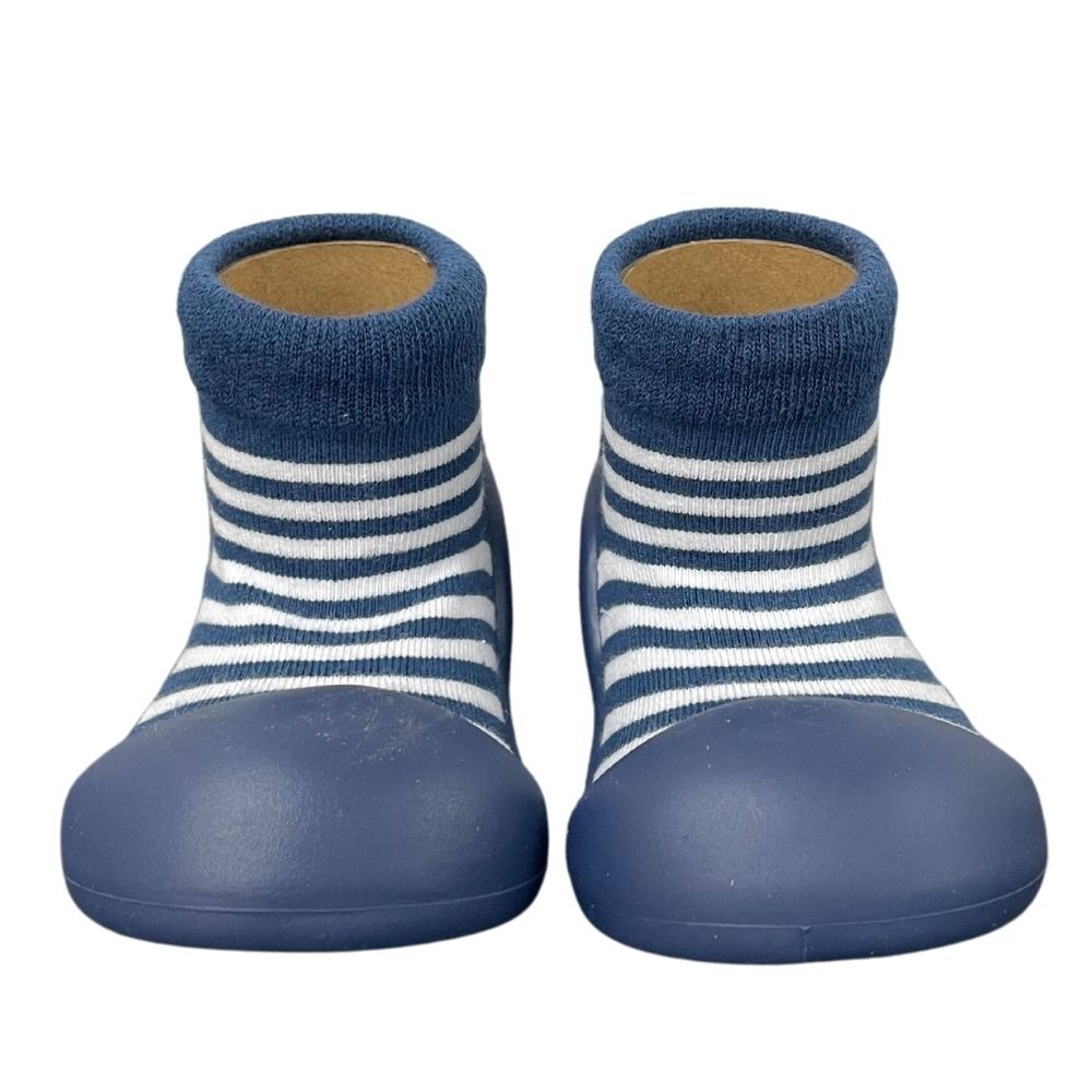 Rubber Soled Socks - Stripe Navy