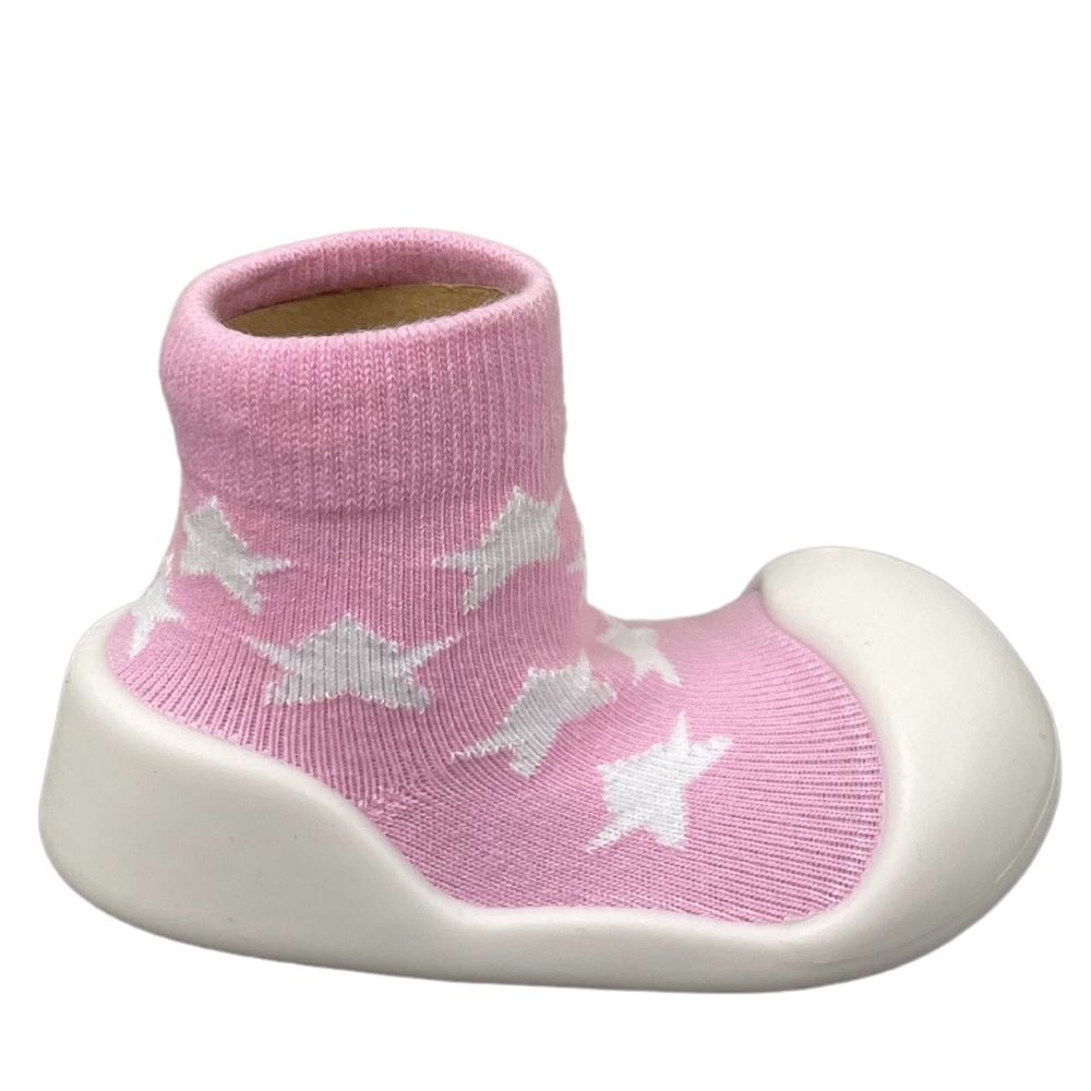 Rubber Soled Socks - Star Pink