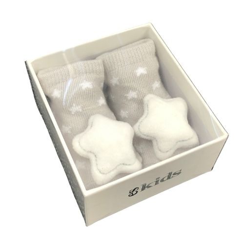 Socks with Rattles - Grey Star - 0-6mths