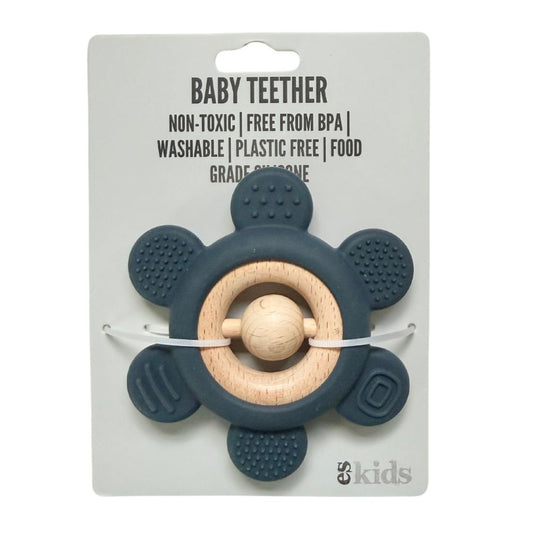 Teether Rattle Navy Flower